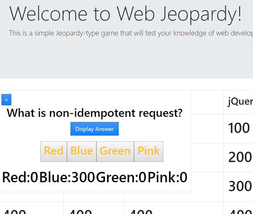 Web Jeapardy Screen Capture